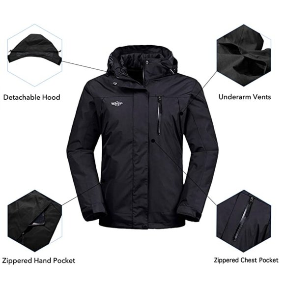 Wantdo Women's 3 in 1 Waterproof Ski Jacket Windproof Winter Snow Coat Snowboard - Picture 9 of 11